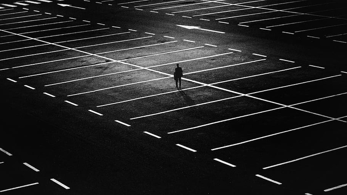 人、站、停车场、城市、人、街道、夜晚、灯光