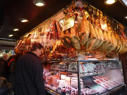 西班牙、巴塞罗那、市场大厅、市场、零售、照明、选择、购物