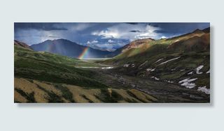 山，蓝色，天空，彩虹，风景，风景，五彩缤纷，全景