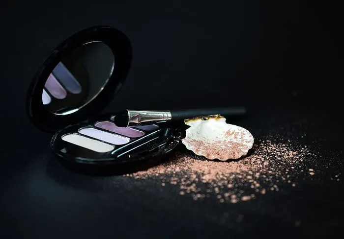 黑色，眼影调色板，表面，化妆，胭脂，粉，影，美