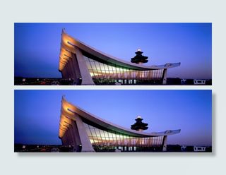 灰色、混凝土、夜间、杜勒斯、机场、建筑、杜勒斯、机场、机场建筑