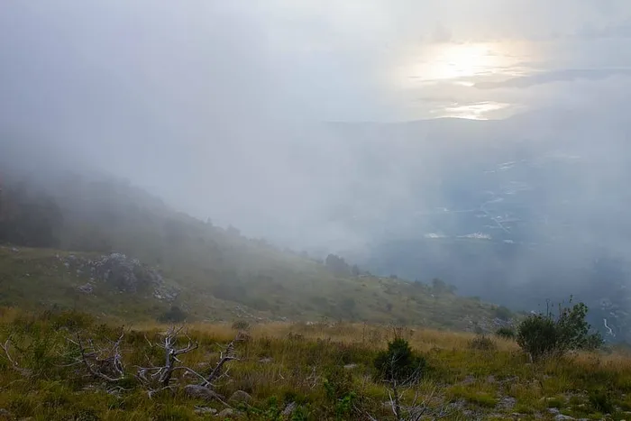 日落，雾，自然，风景，太阳，神秘，光，草