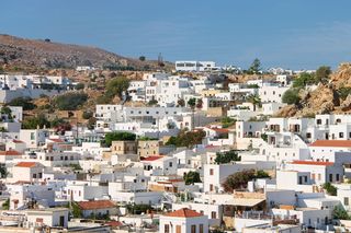 房屋，白色，粉刷，城市，希腊，罗德岛，林多斯，建筑