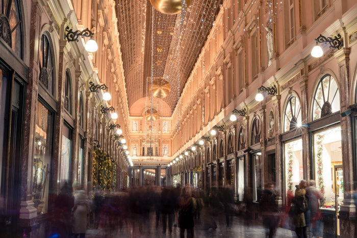 les galeries royales，人，人群，游客，搬家，布鲁塞尔，画廊，购物