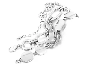 几种银色手镯，不锈钢，背景，白色，手镯，钢，金，珠宝