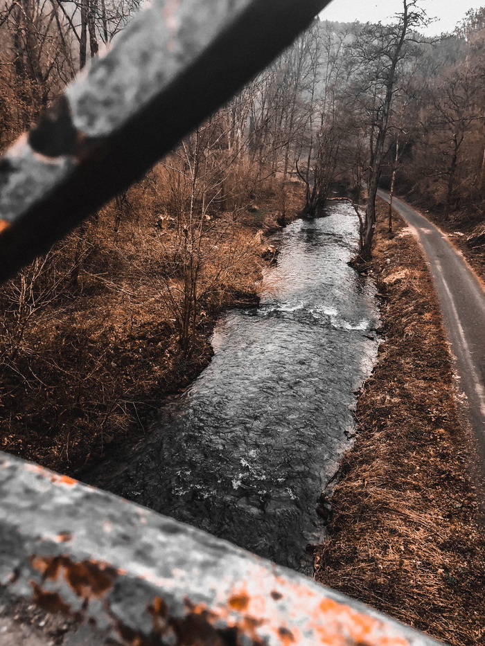 湖景、道路、沥青、柏油路、土路、砾石、沟渠、自然