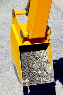 挖掘机，叶片，卵石，碎片，建筑，黄色，白天，阳光