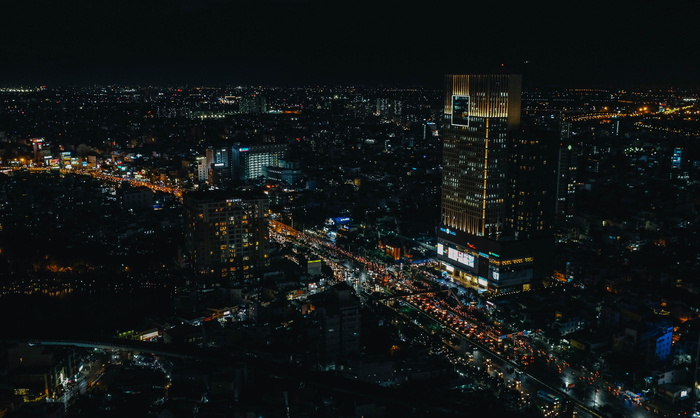 城市夜间航空摄影