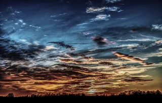 日落，傍晚，戏剧性，余辉，蓝色，云，剪影，天空