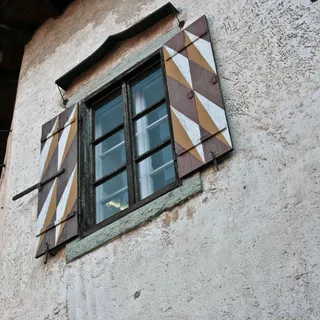 斯洛文尼亚、布莱德、白色、棕色、墙、ocre、中世纪、绘画