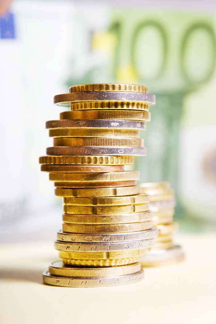 分、特写、特写、硬币、信贷、欧元、金融、金融