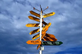 橙色、绿色、标牌、目录、标牌、路标、下一个、右侧