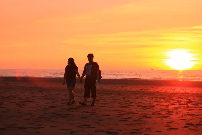 夕阳，沙滩，夕阳，感觉很好，幸福浪漫，日落，大海，沙滩