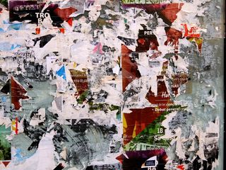 海报、破损的、纸张、片段、背景、墙壁建筑特征、油漆、艺术和工艺