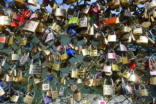 法国，巴黎，艺术桥，大组物体，全框架，丰富，背景，悬挂