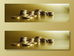 金色硬币，选择性，焦点，o，金色，硬币，零钱，欧元分