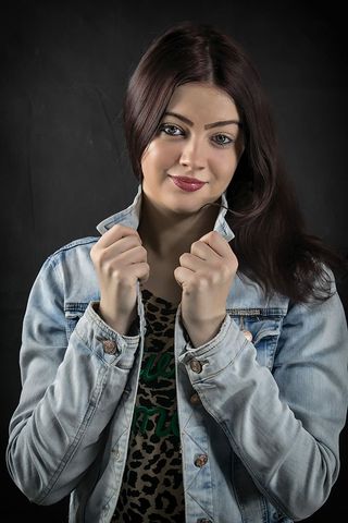 女士，黑色，白色，豹纹大圆领，上衣，蓝色，牛仔夹克，带