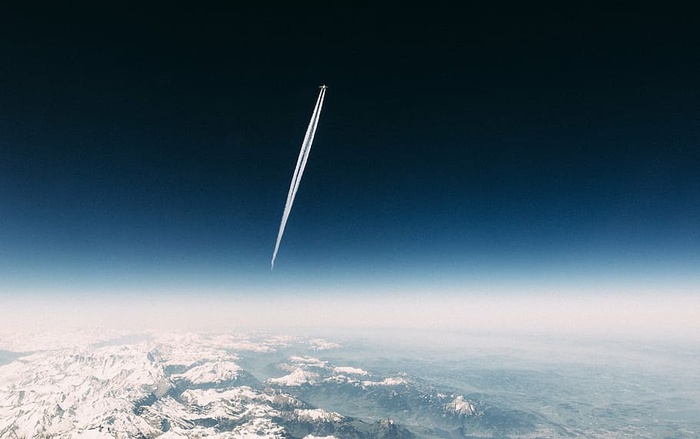 太空视图，地球照片，蓝色，天空，大气，山脉，风景，航空