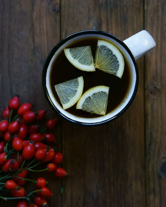 柠檬茶，柑橘，杯子，饮料，柠檬，茶，木材，食品