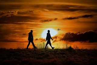 人，行人，步行，运动，两人，结对，一起，跟随