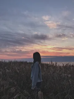 暮光之城, 海, 海滩, 芦苇, 女人, 孤独, 日落, 云