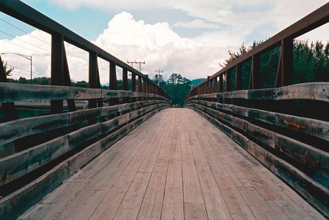 美国，贝瑟尔，透视，河流，森林，缅因州，电影，桥梁