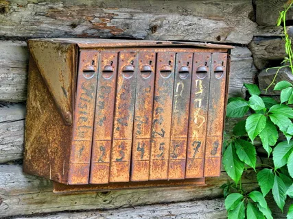 邮箱、电子邮件、发货、旧、生锈、hdr、无人、树叶