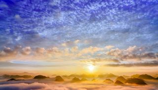 越南，风景照片，平明，越南风景，云天，天空，日落，风景-自然