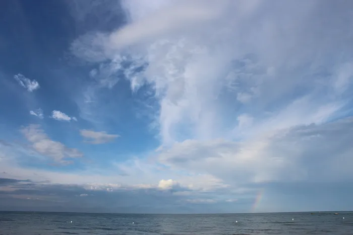 风景，海洋，彩虹，天空，云，自然，蓝色，云天