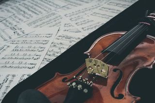 复古、复古、弦、断弦、音乐家、音符、乐谱、和声