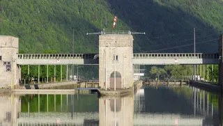 多瑙河水闸、大门、上游、jochen stone、德国、奥地利、国家边界、拦河坝