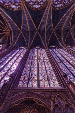 彩色玻璃，艺术，巴黎，圣沙佩尔，法国，教堂，建筑，建筑