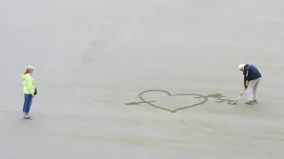 人，创造，心，箭，沙，白天，爱，海滩