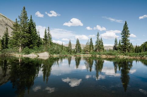 美国，布莱肯里奇，蓝湖，山头，湖泊，森林，荒野，峡谷，池塘