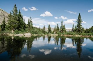 美国，布莱肯里奇，蓝湖，山头，湖泊，森林，荒野，峡谷，池塘