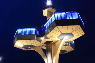 黑山、波德戈里察、电信、塔台、通信、传输、夜间、照明