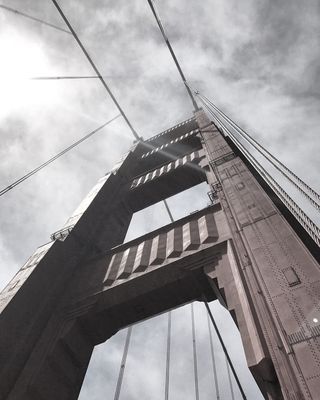 旧金山, 美国, 看起来, 桥, 人类工作, 视图, 金门大桥, 低角度视图