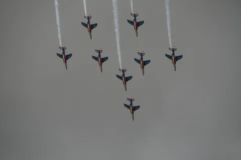 特技飞行，飞机，alphajet，法国巡逻，飞机，飞行器，飞行，飞机