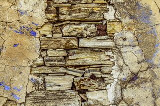 灰色，混凝土，墙壁，蓝色，油漆，旧，石头，粗糙