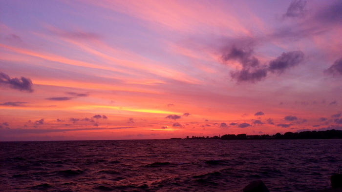 海、天、水、云、暮色、自然、风景、波浪