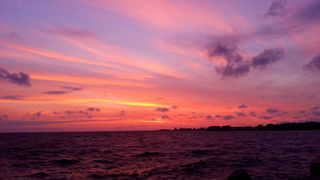 海、天、水、云、暮色、自然、风景、波浪