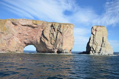 加拿大、魁北克、突破之城、圣劳伦斯河、水、海、岩石、天空