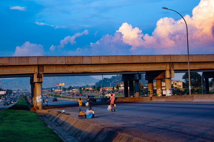 地区, 业务, 当地人, 日落, 晚上, 尼日利亚, 尼日利亚人, 多彩