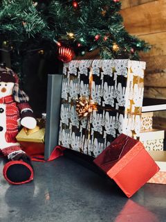 蝴蝶结，假日，雪人圣诞，针织毛衣，灰色书籍，圣诞灯，圣诞灯，树下