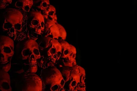灰色骷髅壁纸骷髅灯万圣节红色恐怖怪诞食人族