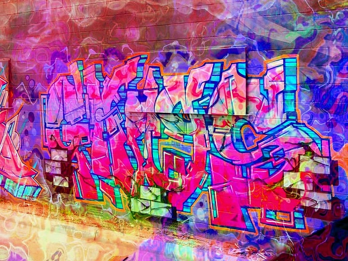 涂鸦、砖块、粉色、荧光、墙壁、绘画、绘画、颜色