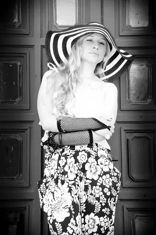 人物，一，肖像，连衣裙，女孩，帽子，宽边帽，优雅