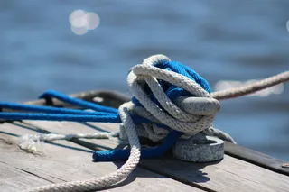 绳索，夹板，码头，航海，领带，码头，结，蓝色