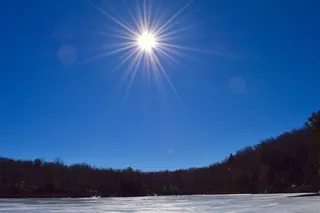 太阳、湖泊、天空、公园、冰冻、冬天、大自然、水