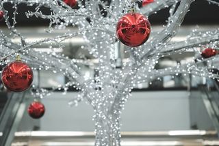 圣诞节，舞会，红色，白色，灯光，节日，雪，冬天